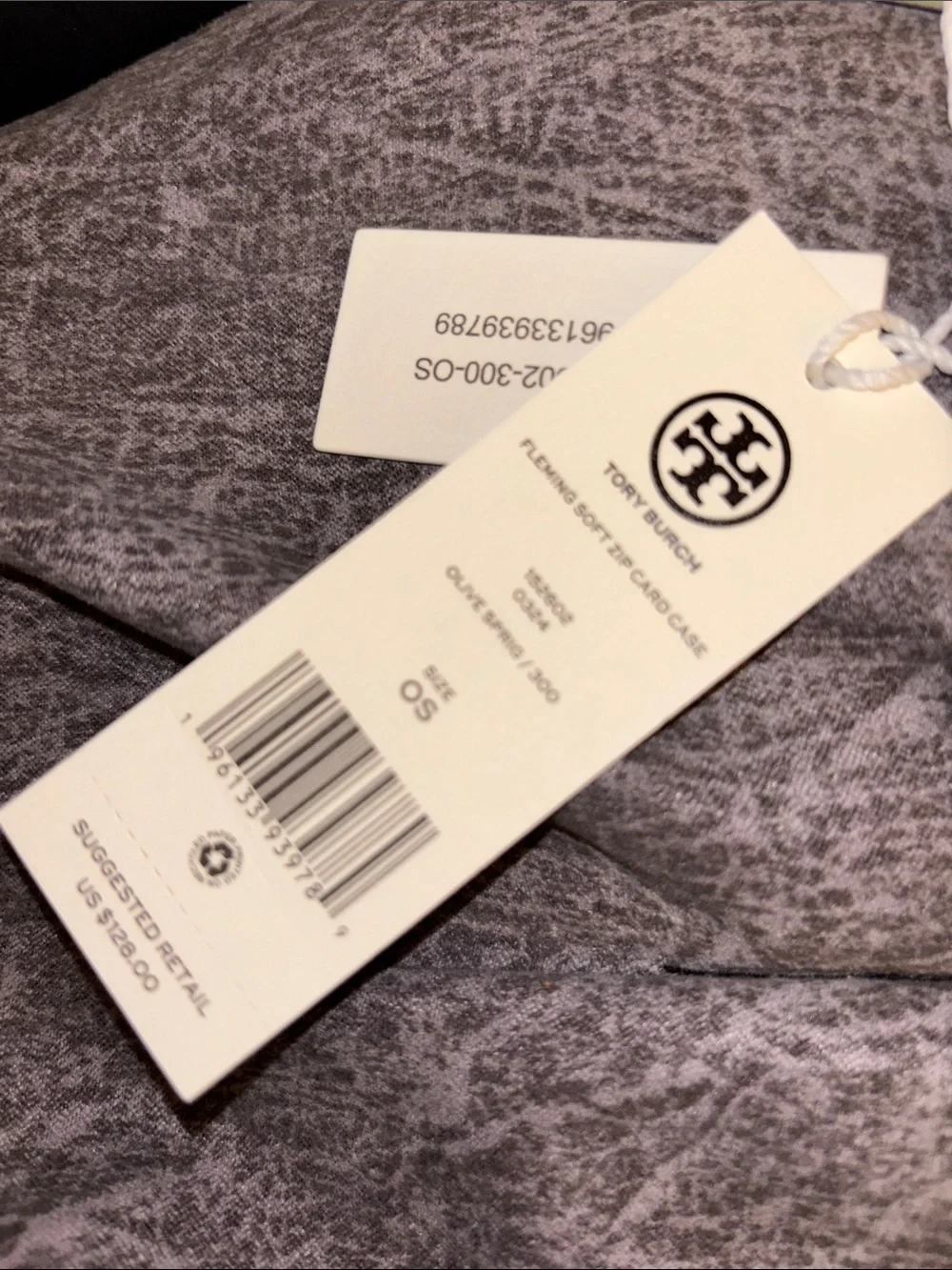 Tory Burch Pale Green Leather Card Holder with Wrist Strap